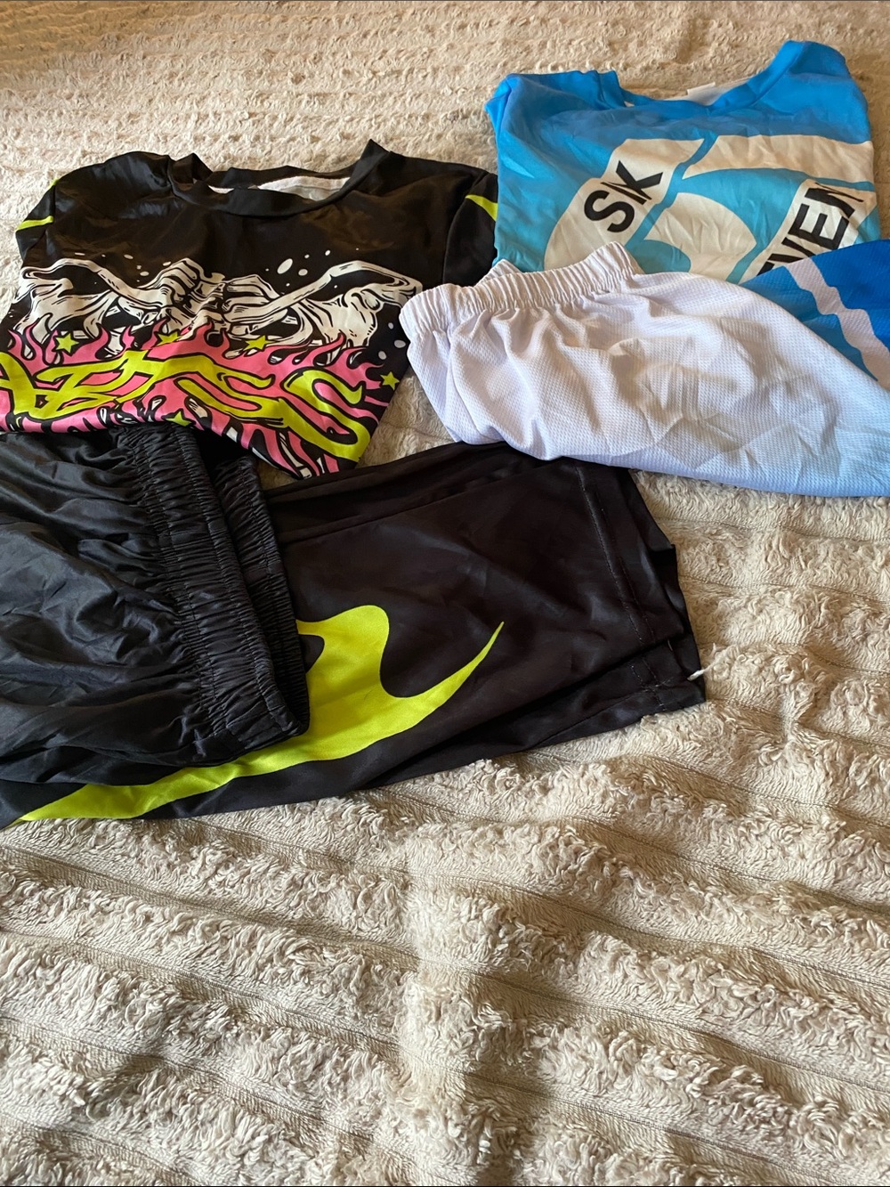 Black Kids Athletic Shorts with Neon Green Accent